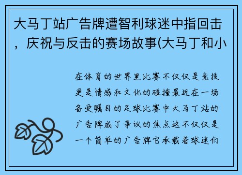 大马丁站广告牌遭智利球迷中指回击，庆祝与反击的赛场故事(大马丁和小马丁是谁)